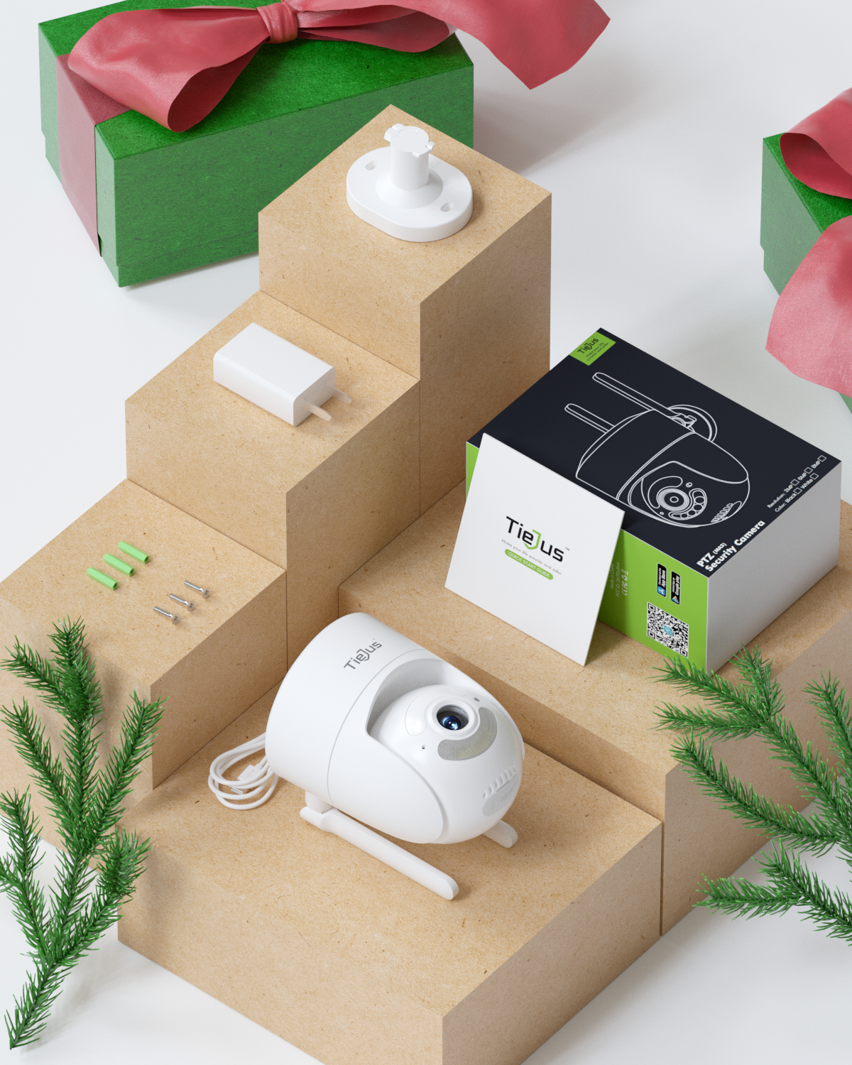 Tiejus 24/7 Recording 5G WiFi 360°PTZ auto tracking security Camera-MA3( Plug in)