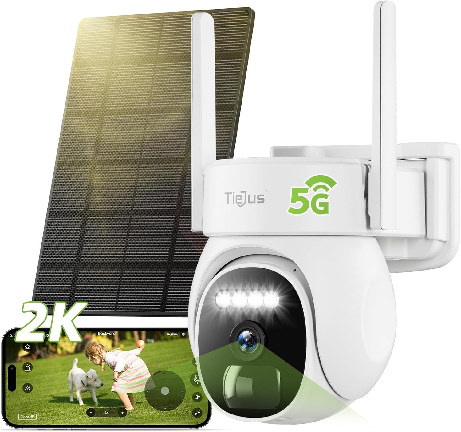 Tiejus 2.4G/5G WiFi Solar /Battery Powered Wireless security Camera-PW