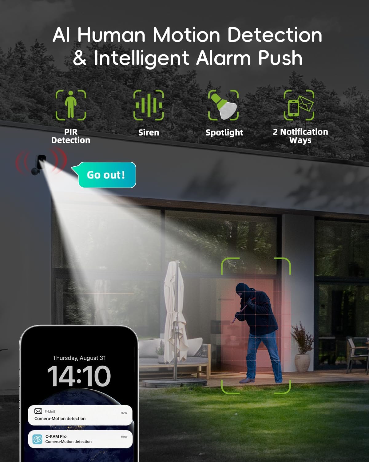 2K vezeték nélküli 2,4G/5G WiFi kültéri napelemes biztonsági kamera – MW3K