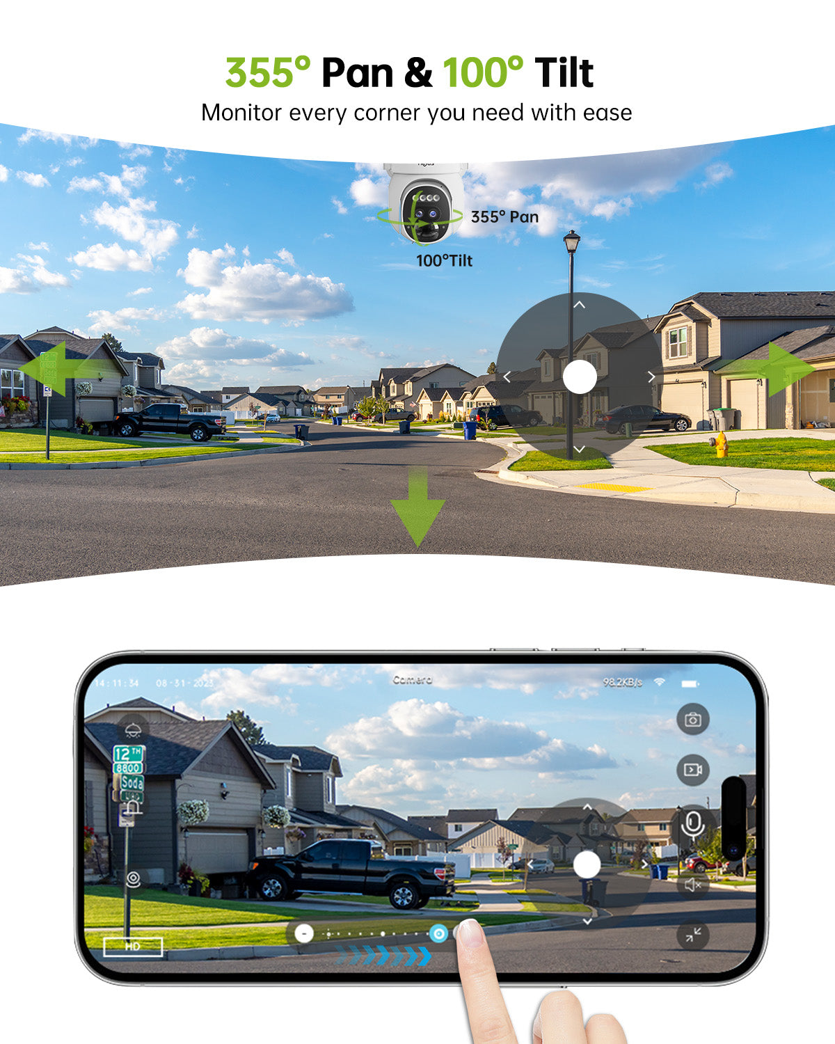 Tiejus 10x Zoom Dual Lens  2.4G WiFi 360° PTZ Solar Panel Security Camera-PG1