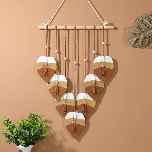 DIY Bohemian Tapestry - Handwoven Leaf Wall Hanging