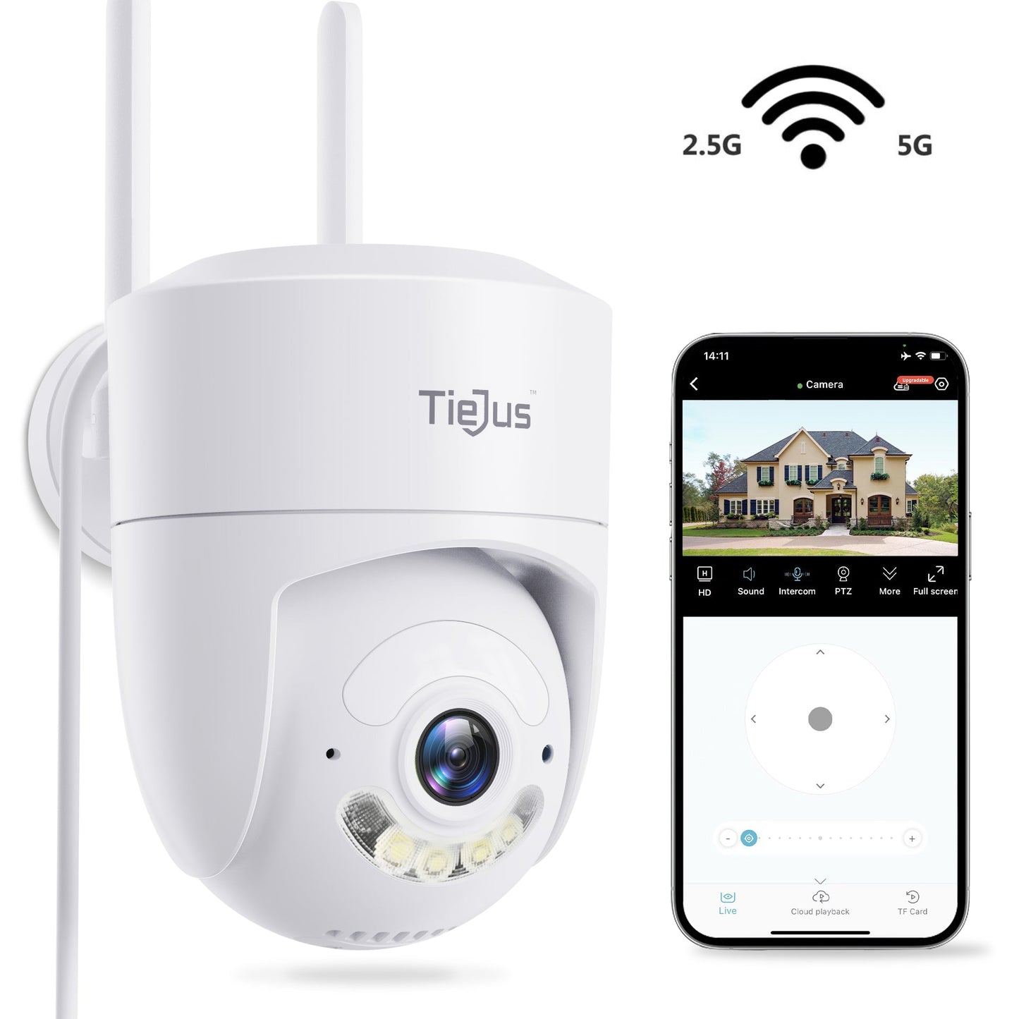 Tiejus  24/7 Recording 5G WiFi  360°PTZ auto tracking security Camera-MA3( Plug in)