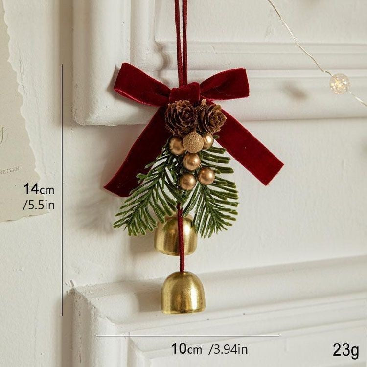 🔔Christmas Bell Ornament with Velvet Bow - Pinecone Decor for Car, Door & Tree