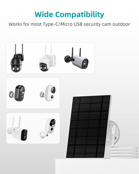 ZUMIMALL 3W White Solar Panel Charger for Security Camera-SPA3N
