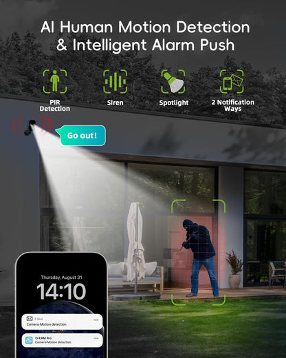2K vezeték nélküli 2,4G/5G WiFi kültéri napelemes biztonsági kamera – MW3K