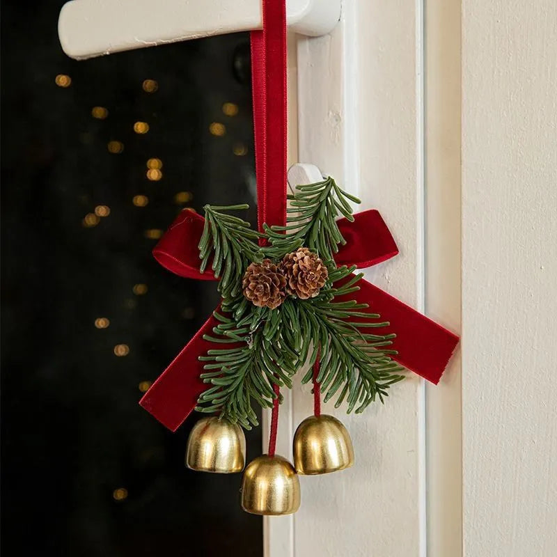 🔔Christmas Bell Ornament with Velvet Bow - Pinecone Decor for Car, Door & Tree