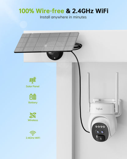 Tiejus 10x Zoom Dual Lens  2.4G WiFi 360° PTZ Solar Panel Security Camera-PG1