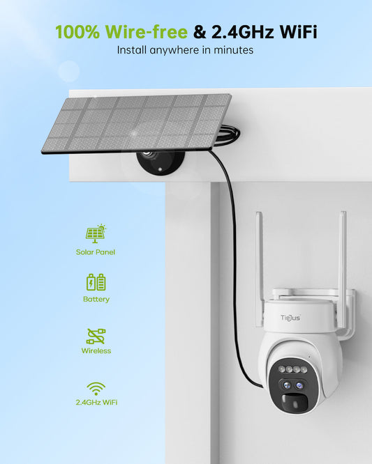 Tiejus 10x Zoom Dual Lens  2.4G WiFi 360° PTZ Solar Panel Security Camera-PG1
