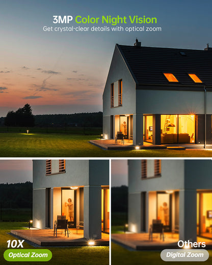 Tiejus 10x Zoom Dual Lens  2.4G WiFi 360° PTZ Solar Panel Security Camera-PG1