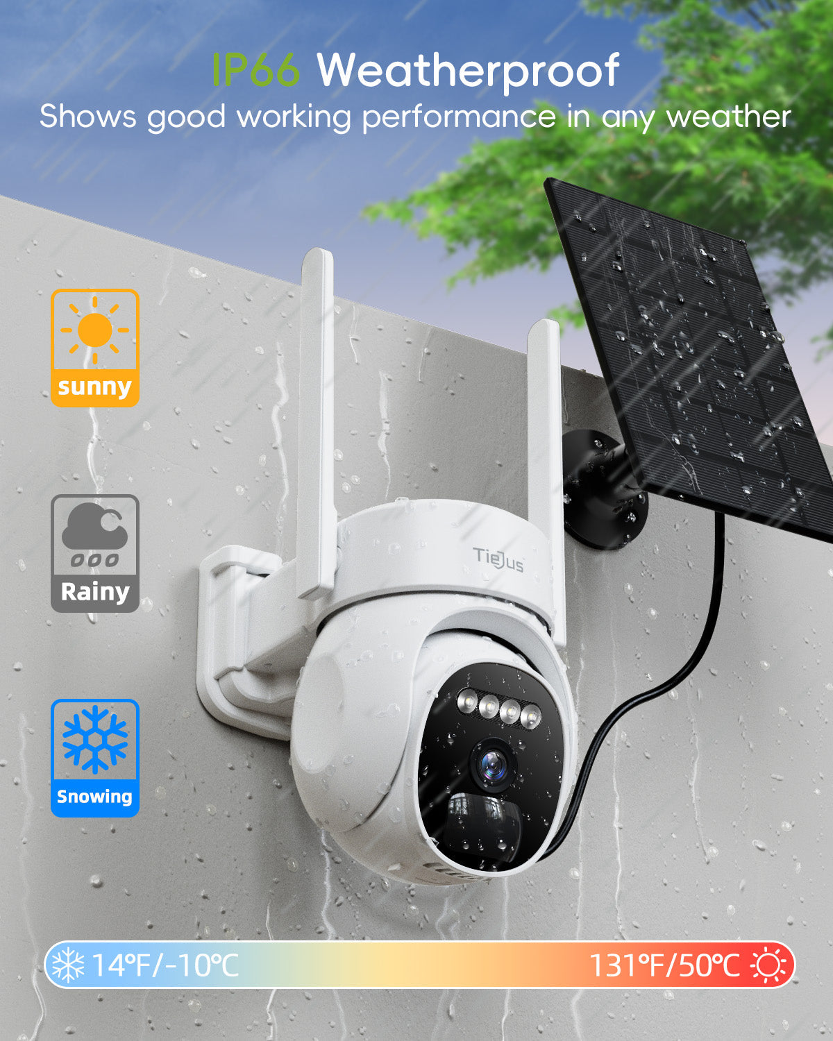 TIEJUS 2.4G/5G WiFi Solar /Battery Powered security  Camera-PW1