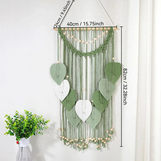 Botanical Art Tapestry - Handcrafted Bohemian Weaving in Earthy Tones