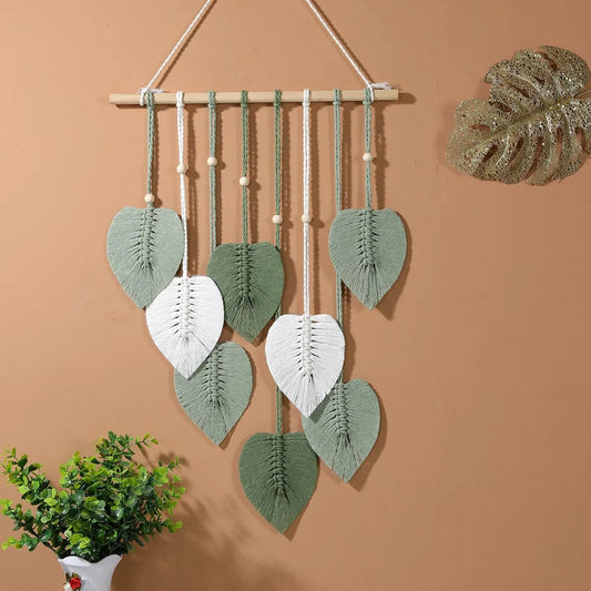 DIY Bohemian Tapestry - Handwoven Leaf Wall Hanging