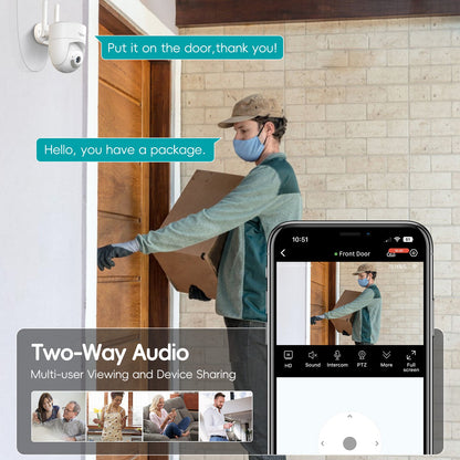 Tiejus  24/7 Recording 5G WiFi  360°PTZ auto tracking security Camera-MA3( Plug in)